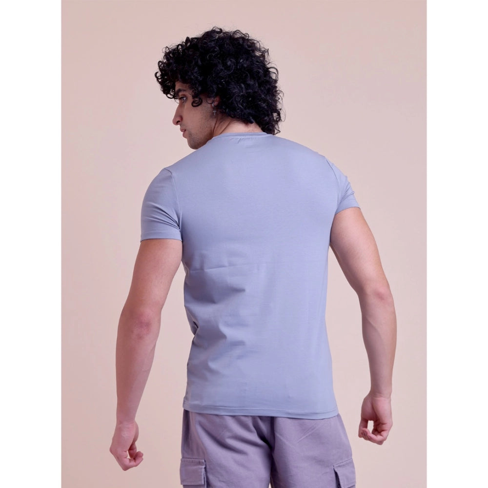 Men's Casual Cotton Solid Half Sleeve Round Neck T Shirt (purple) | Men Signature Collection