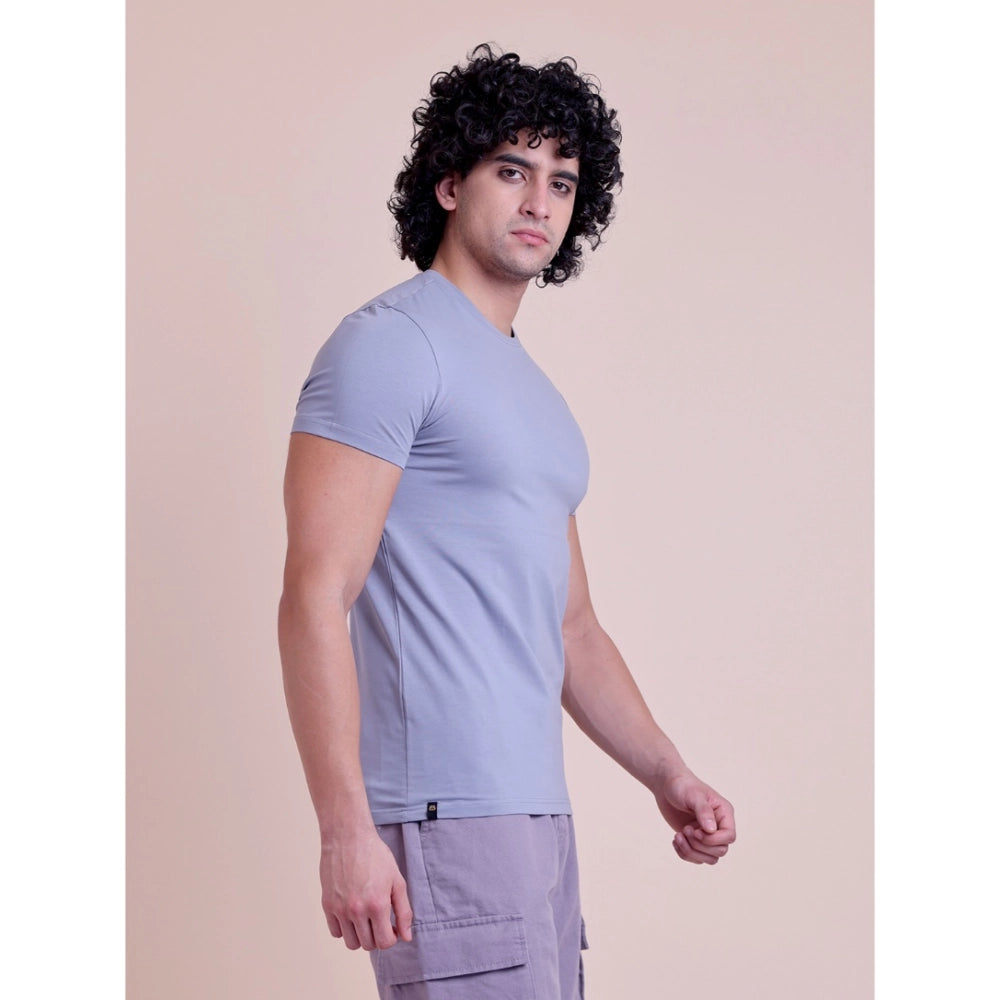 Men's Casual Cotton Solid Half Sleeve Round Neck T Shirt (purple) | Men Signature Collection