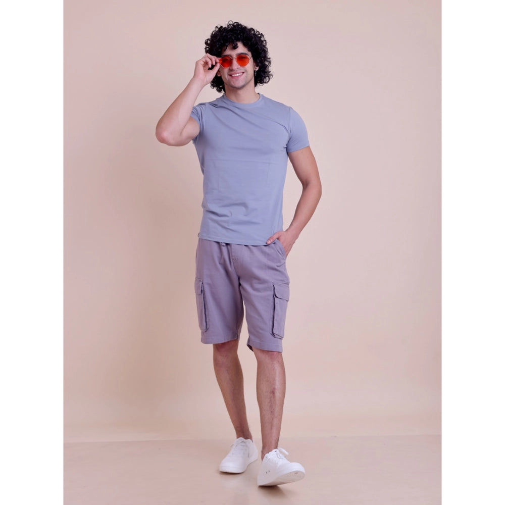 Men's Casual Cotton Solid Half Sleeve Round Neck T Shirt (purple) | Men Signature Collection