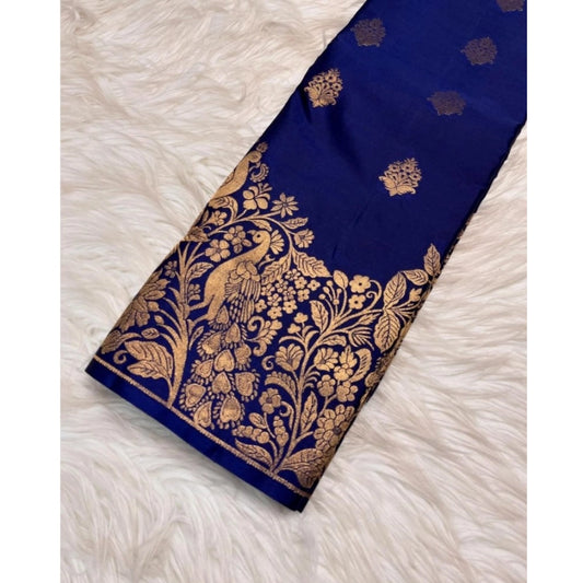 Azure Calla Silk Saree with Unstitched Blouse 5.5 m