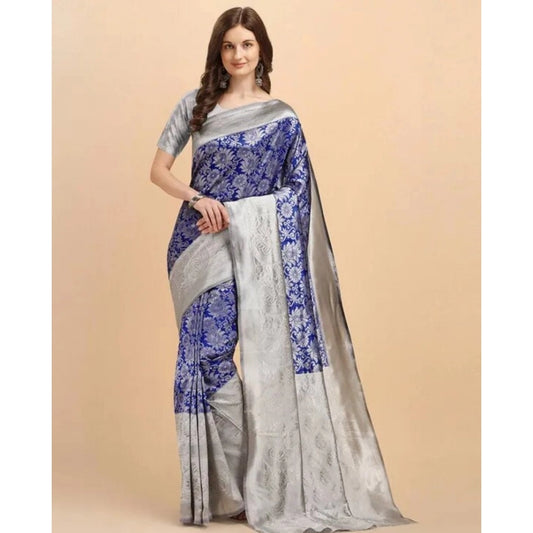 Azure Celine Soft Lichi Silk Saree with Unstitched Blouse 5.5 m