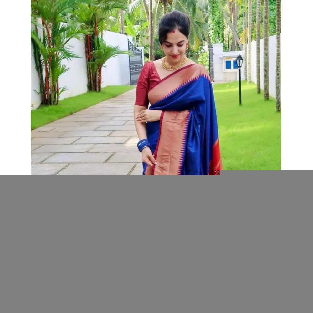 Azure Alara Soft Lichi Silk Saree with Unstitched Blouse 5.5 m