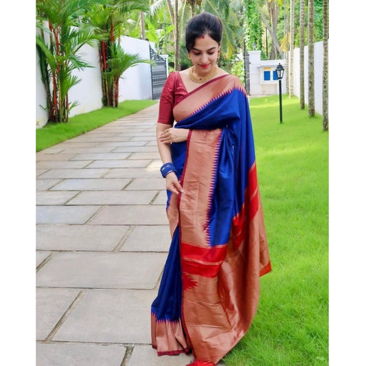 Azure Alara Soft Lichi Silk Saree with Unstitched Blouse 5.5 m