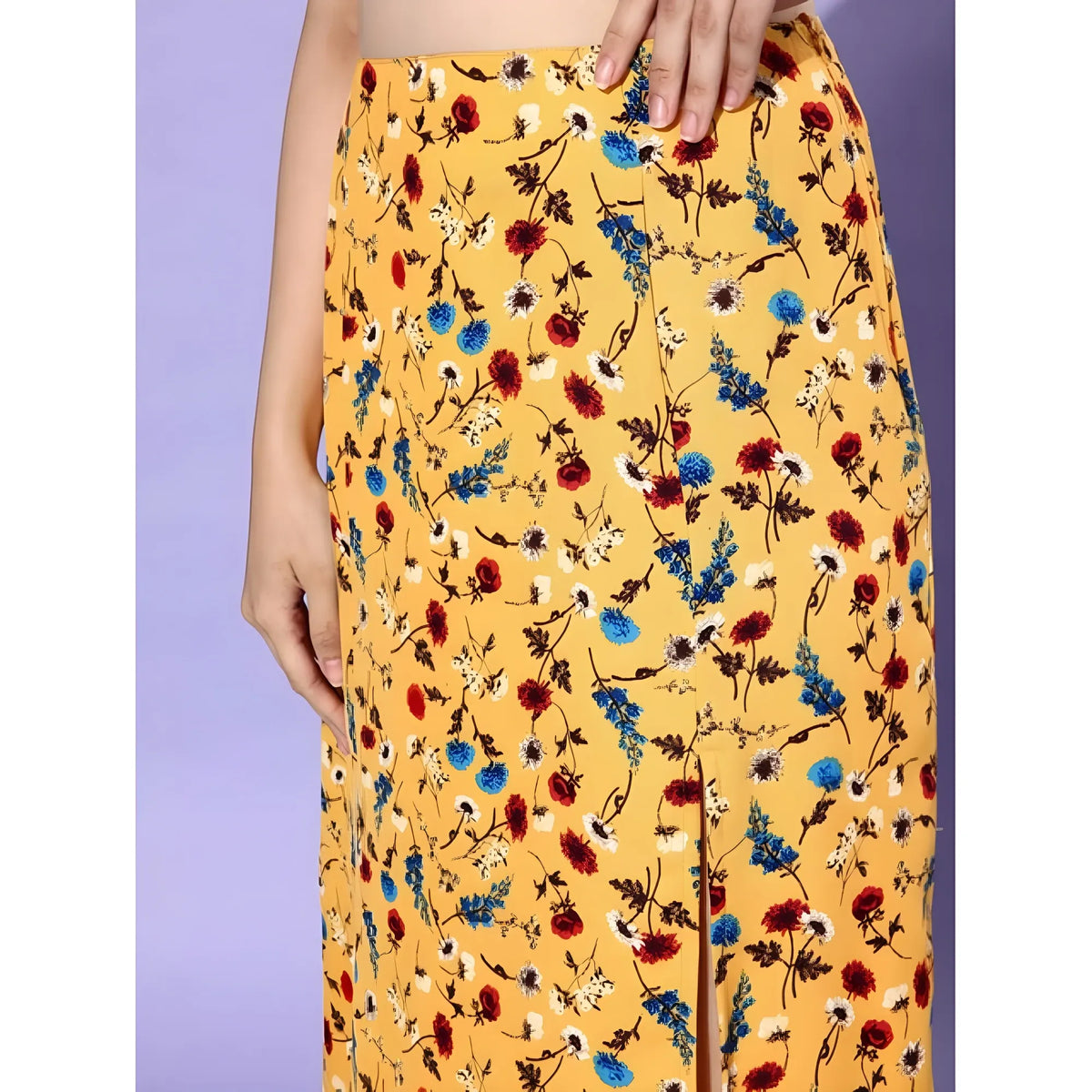 Women's Polyester Floral Side Zip Skirt (multicolor) | Women Signature Collection