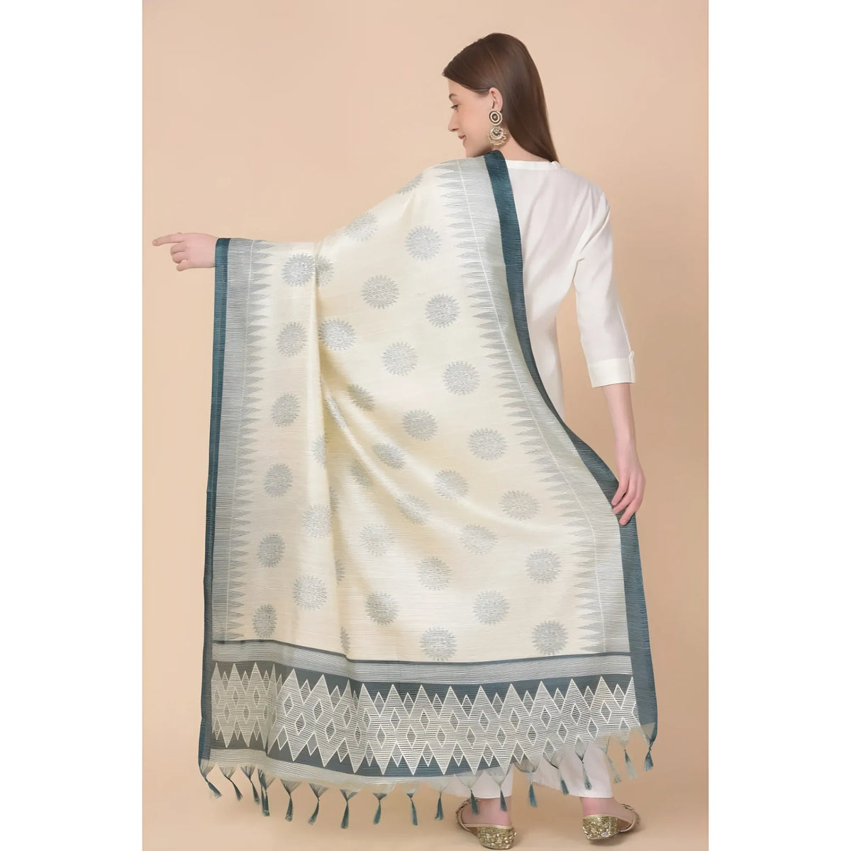 Women's Art Silk Printed Dupatta (Grey, Length:  2.25 to 2.50 Mtr)