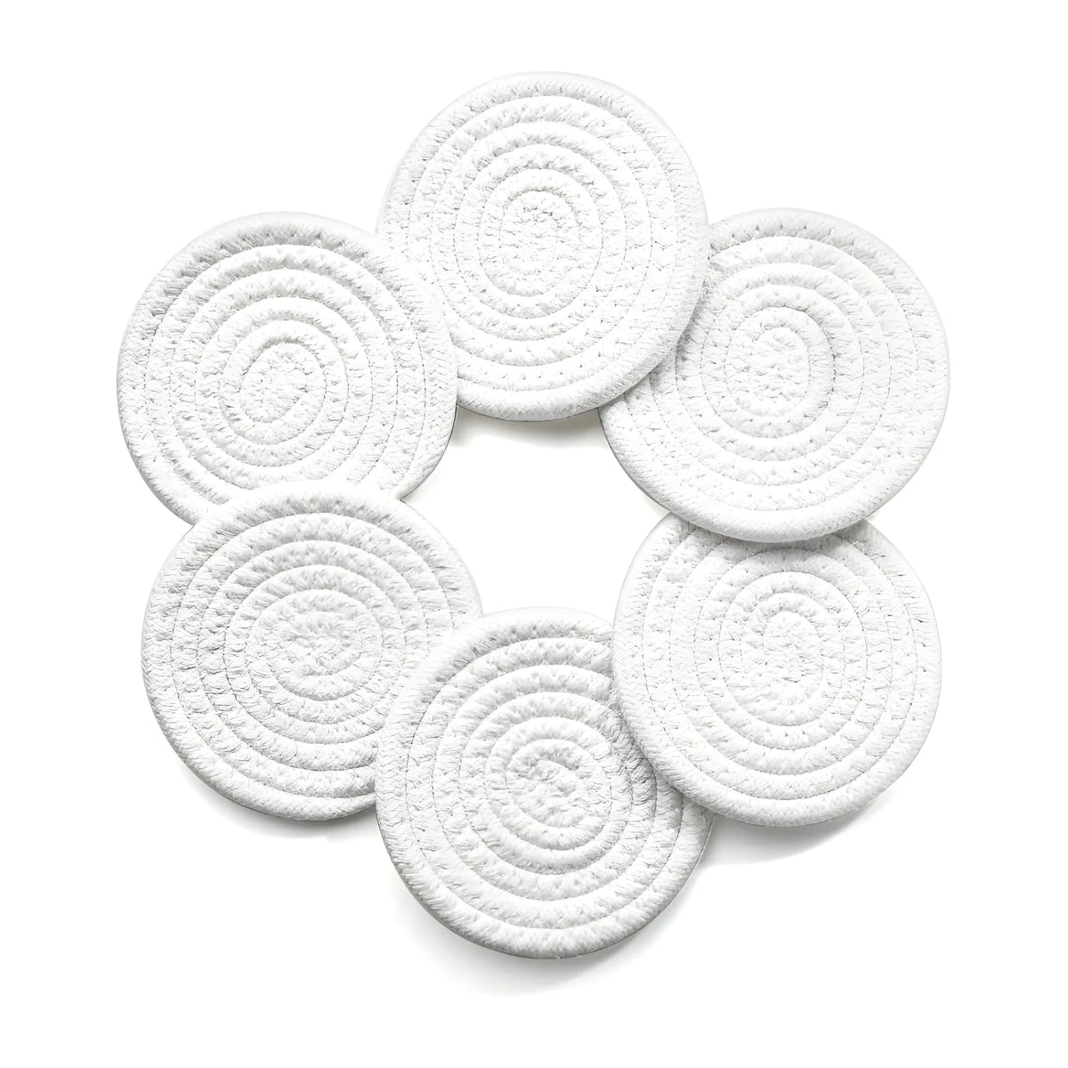 Cotton Rope Drink Coasters 6 Pcs Set (White)