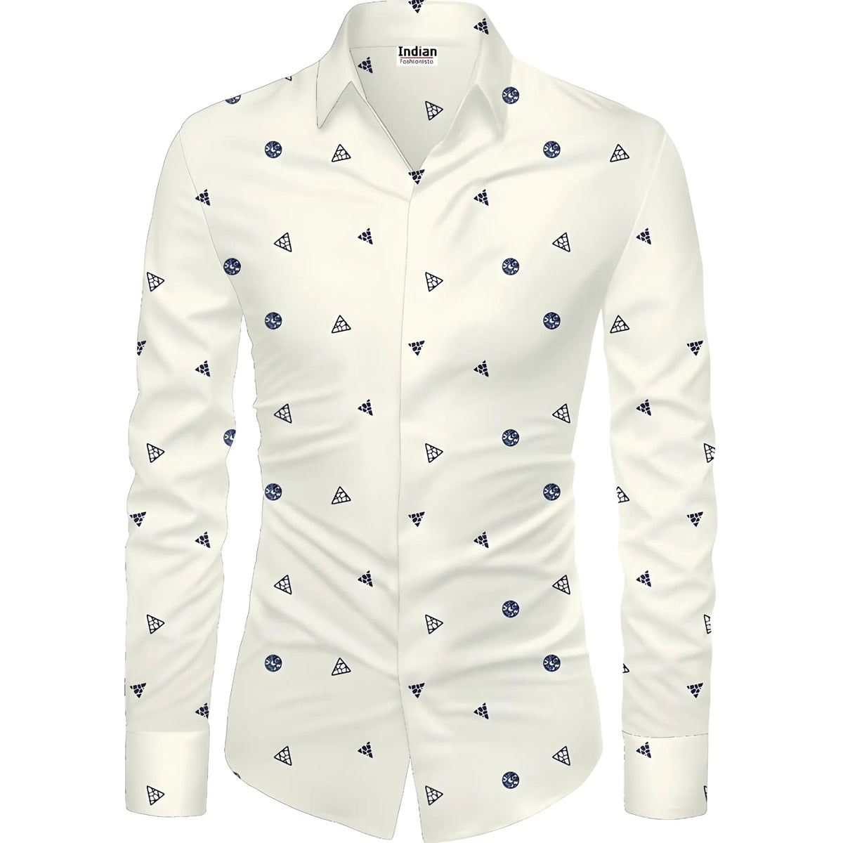 Men's Casual Floral Printed Cotton Blend Unstitched Shirt Fabric 1.6 Mtrs (White)