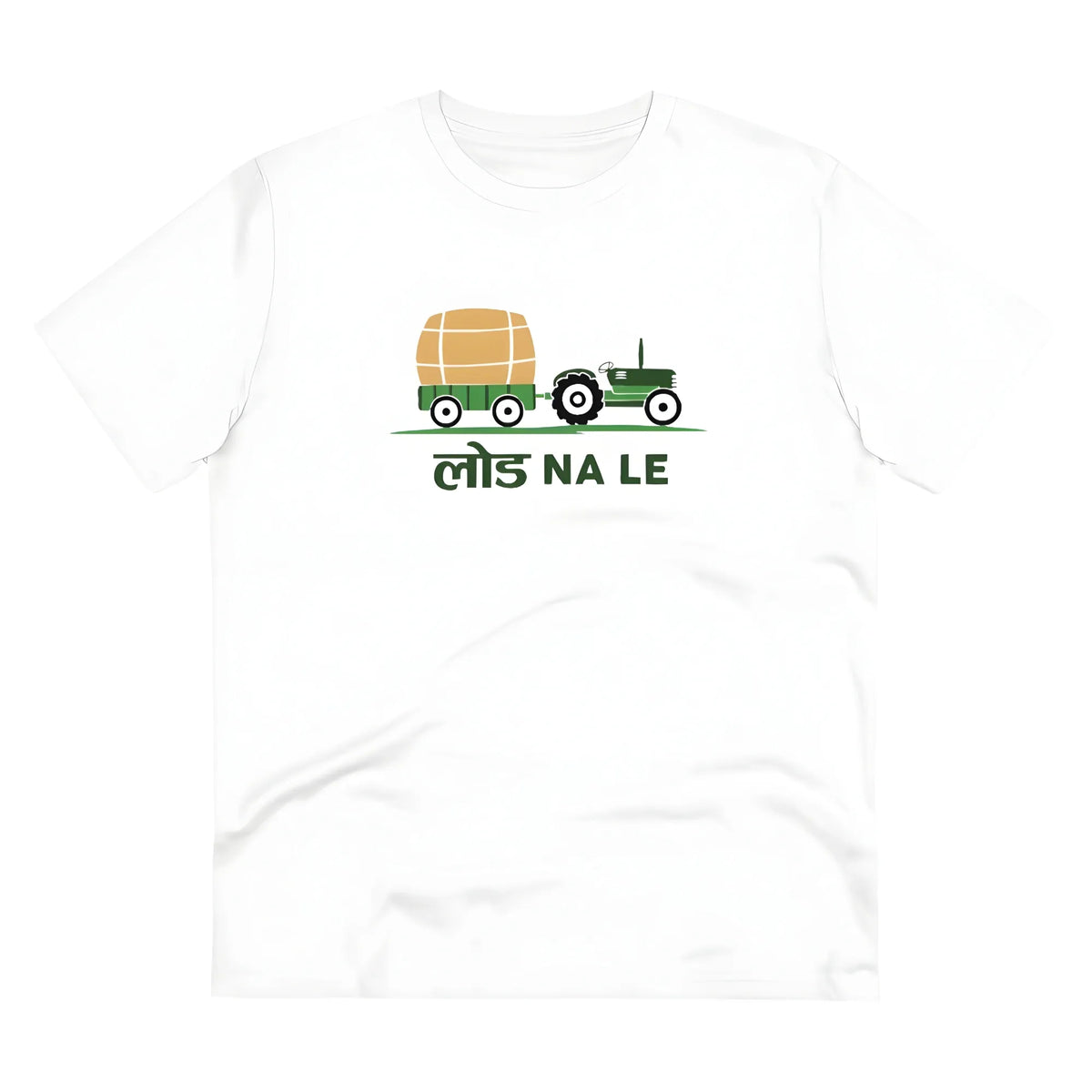 Men's PC Cotton Load Na Lee Printed T Shirt (Color: White, Thread Count: 180GSM)