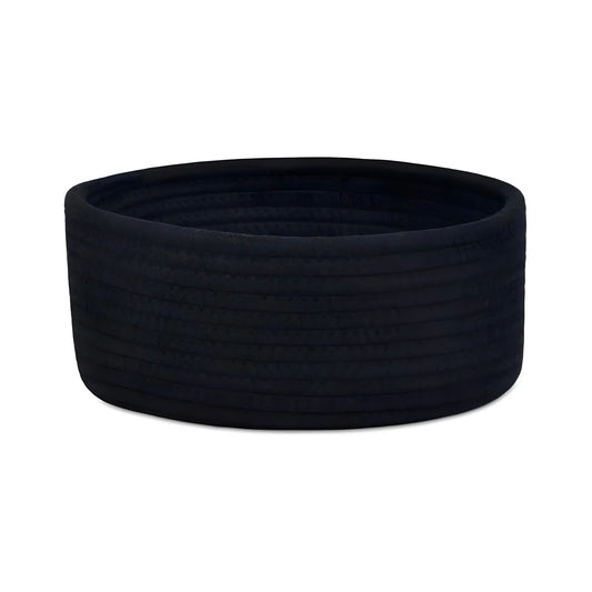 Cotton 8x3 Inch Round 1 Pcs Bedside Organizer With Out Lid (Black)