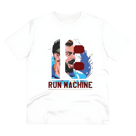 Men's PC Cotton Cricket Design Printed T Shirt (Color: White, Thread Count: 180GSM)