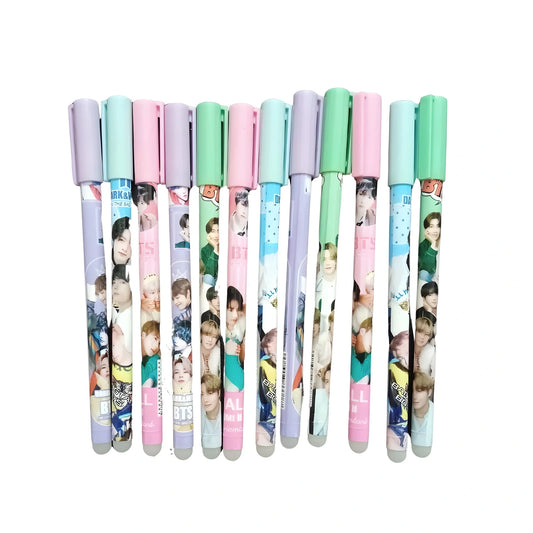 12_Pcs Set BTS Theme Reusable Pencil  | Plastic, Metal | Stationery | 3+ Years