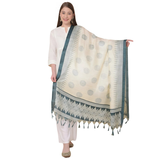 Women's Art Silk Printed Dupatta (Grey, Length:  2.25 to 2.50 Mtr)