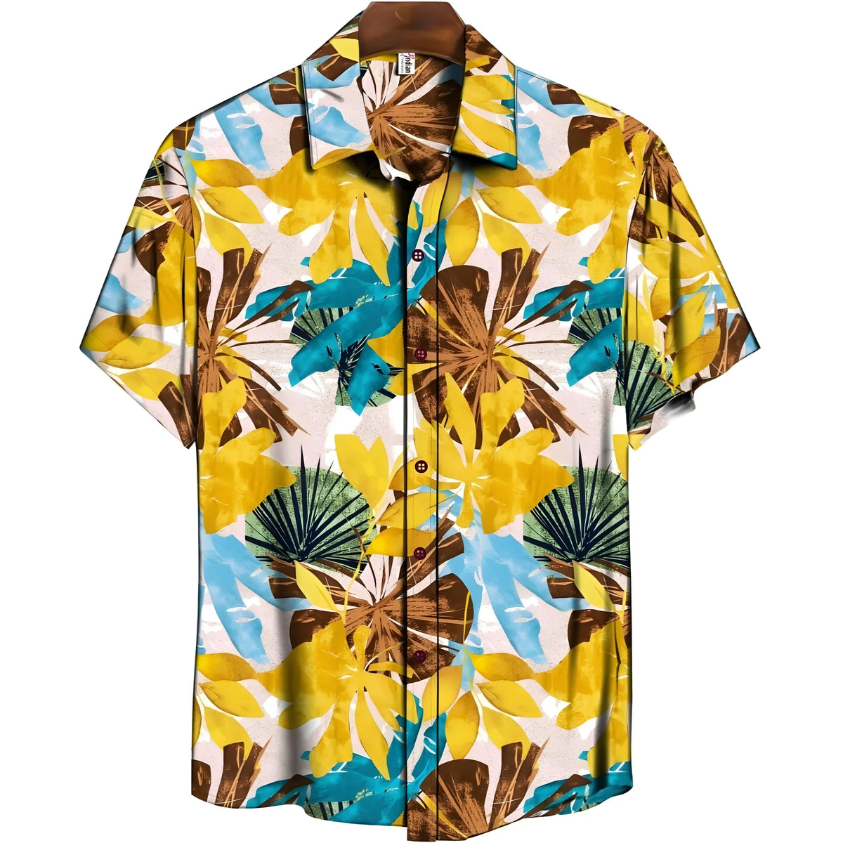 Men's Casual Floral Printed Cotton Blend Unstitched Shirt Fabric 1.6 Mtrs (Yellow)