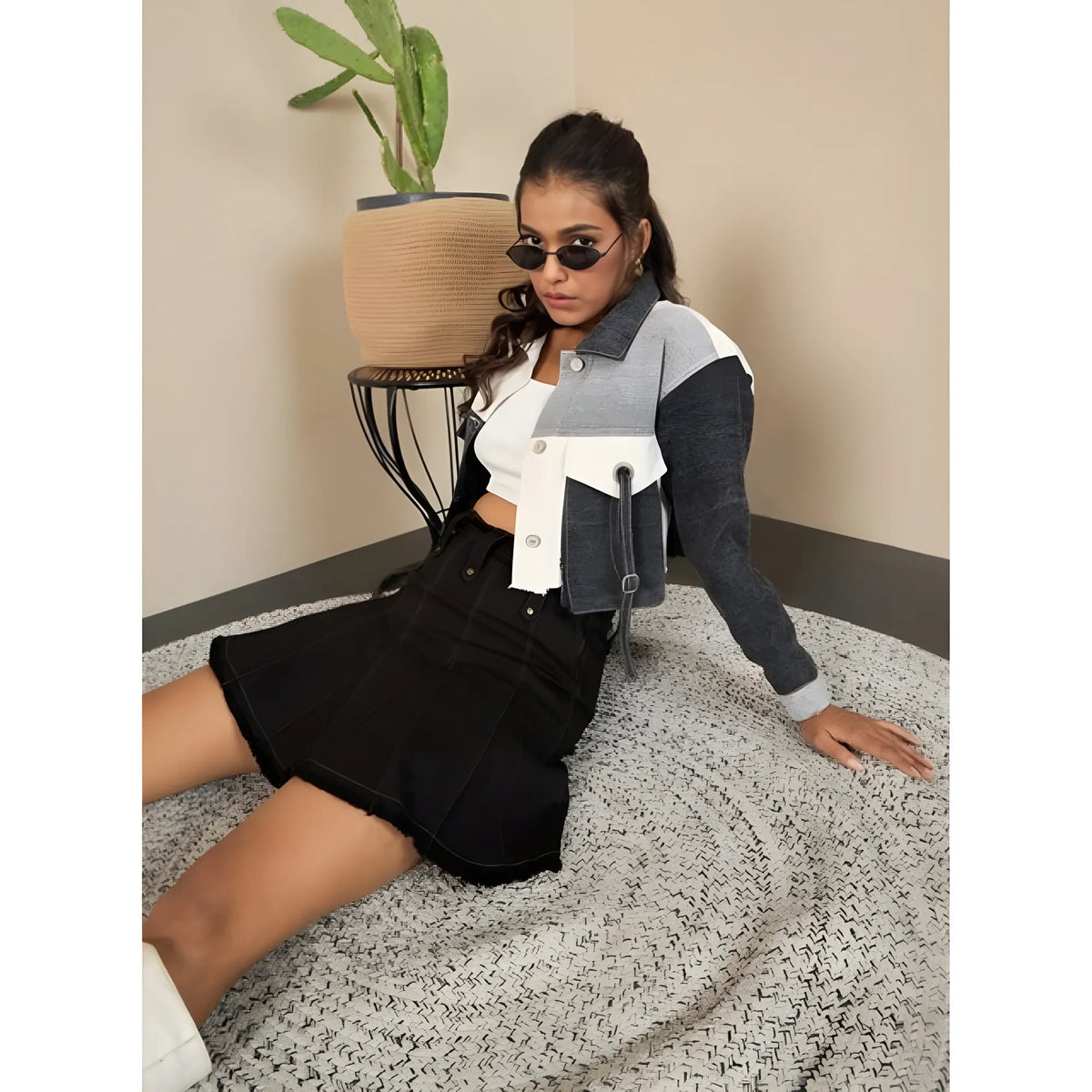 Women's Denim Washed Buttoned Skirt (black) | Women Signature Collection