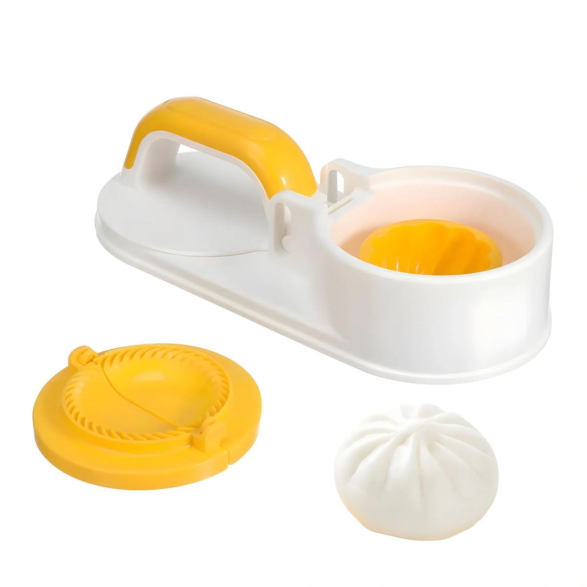 Plastic Solid Dumpling Maker Mold Press (Yellow-White)