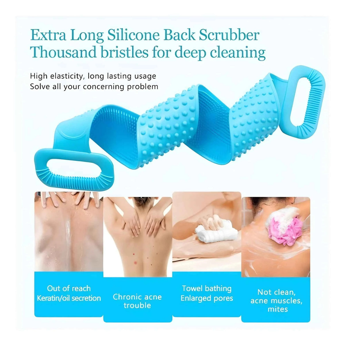 Ayana Pack of _Silicone Bath Scrubber Belt – Dual-Sided Exfoliating Body Cleaning Strap