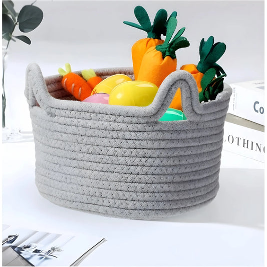 Cotton Pack Of_1 Cat Basket 8x4 Inch Storage Basket For Clothes (Grey)