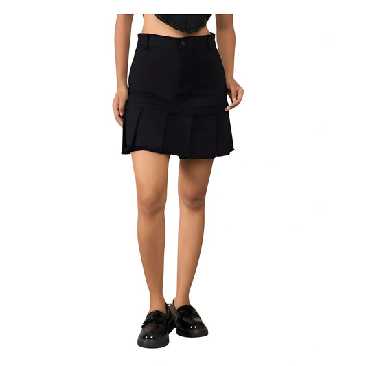 Women's Denim Washed Buttoned Skirt (black) | Women Signature Collection