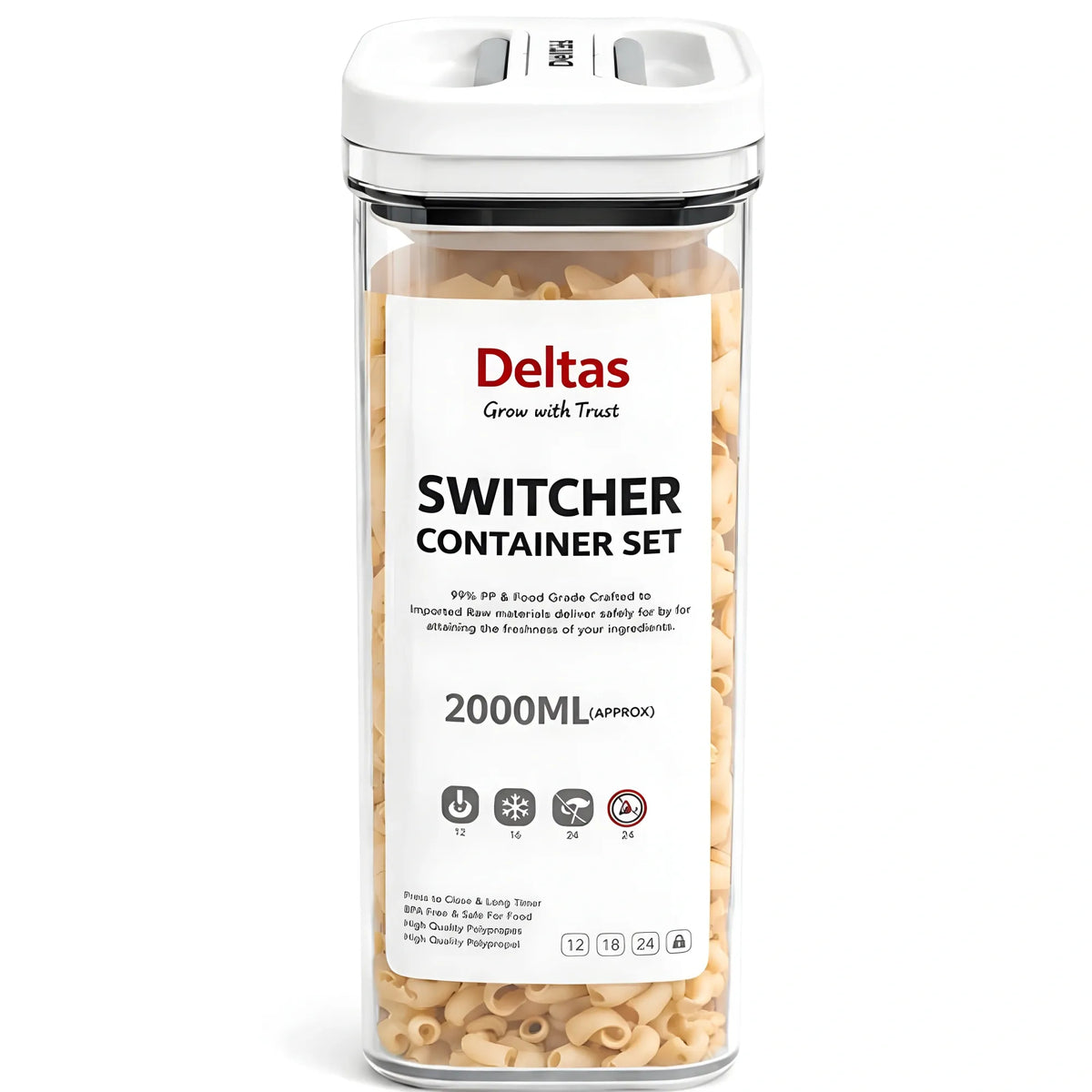 Pack of 1 Switchers Airtight Storage Container Set 2000 ML (White)