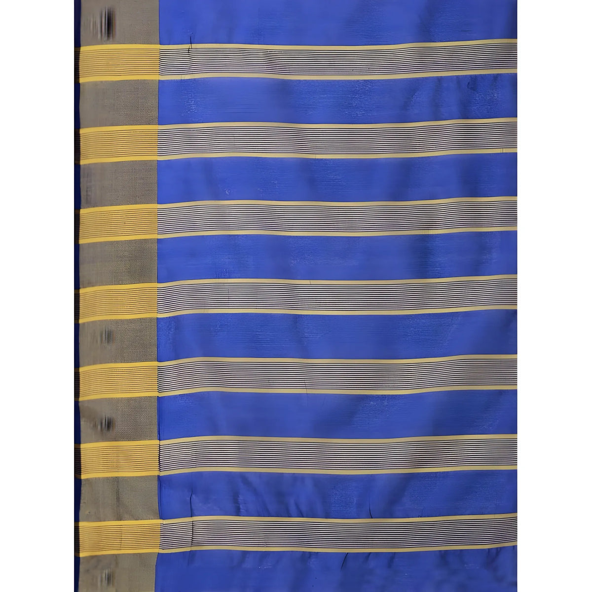 Women's Cotton Silk Striped Saree With Unstitched Blouse 5.5Mtr (Multicolor)