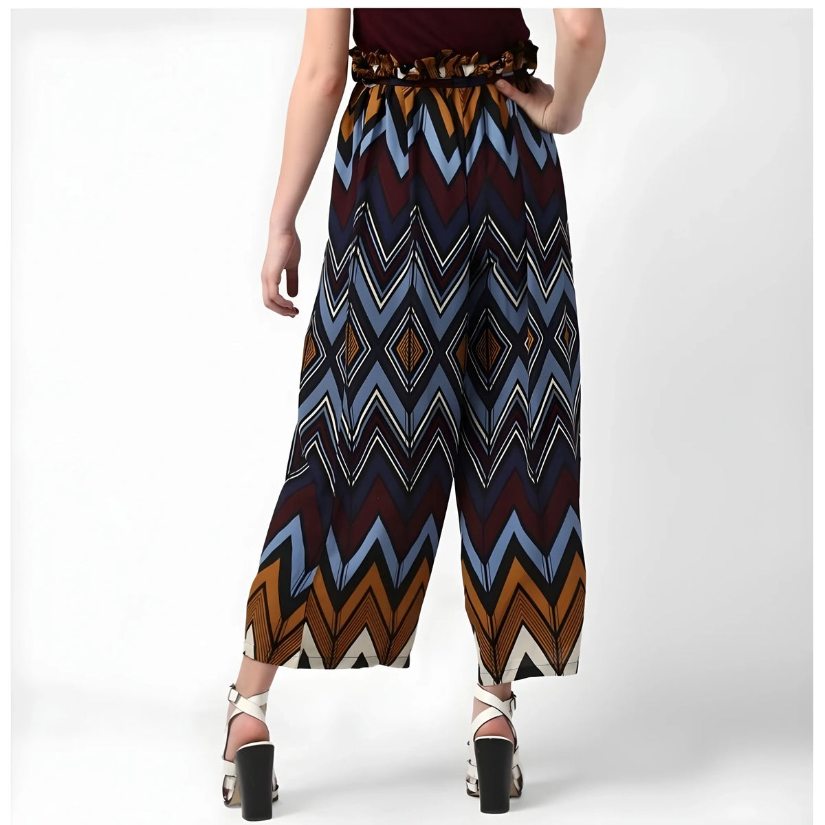 Women's Polyester Chevron Elasticated Trousers (multicolor) | Women Signature Collection