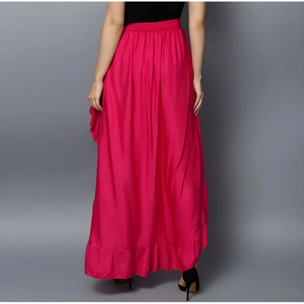 Women's Rayon Ruffled Elasticated Skirt (pink) | Women Signature Collection