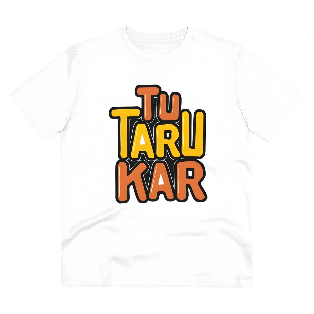 Men's PC Cotton Tu Taru Kar Printed T Shirt (Color: White, Thread Count: 180GSM)