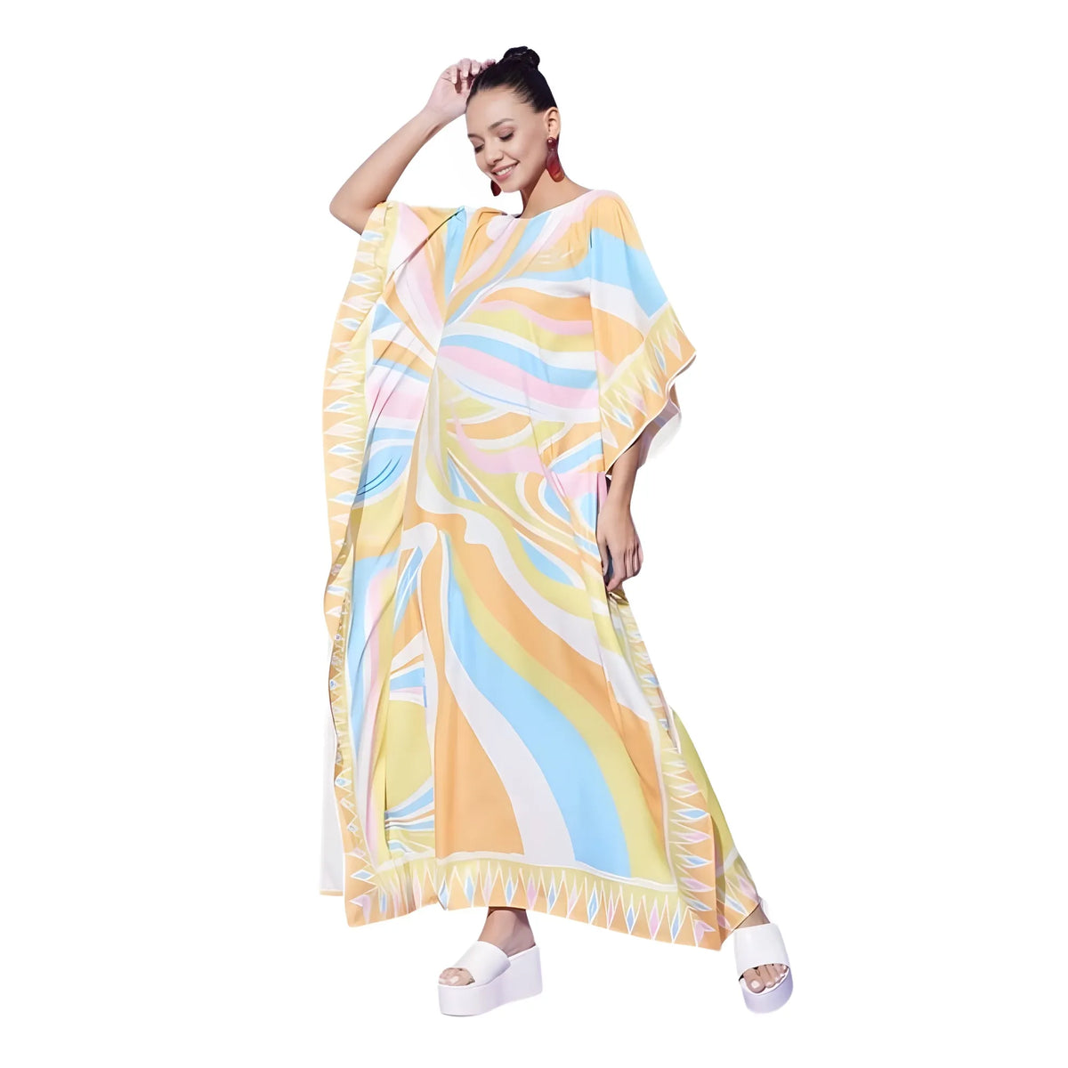 Women's Satin Colour Blocking Kaftan Dress (multicolor) | Women Signature Collection