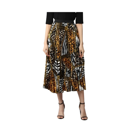 Women's Satin Pleated Elasticated Skirt (multicolor) | Women Signature Collection