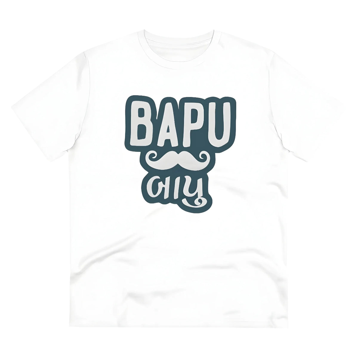 Men's PC Cotton Baapu Printed T Shirt (Color: White, Thread Count: 180GSM)