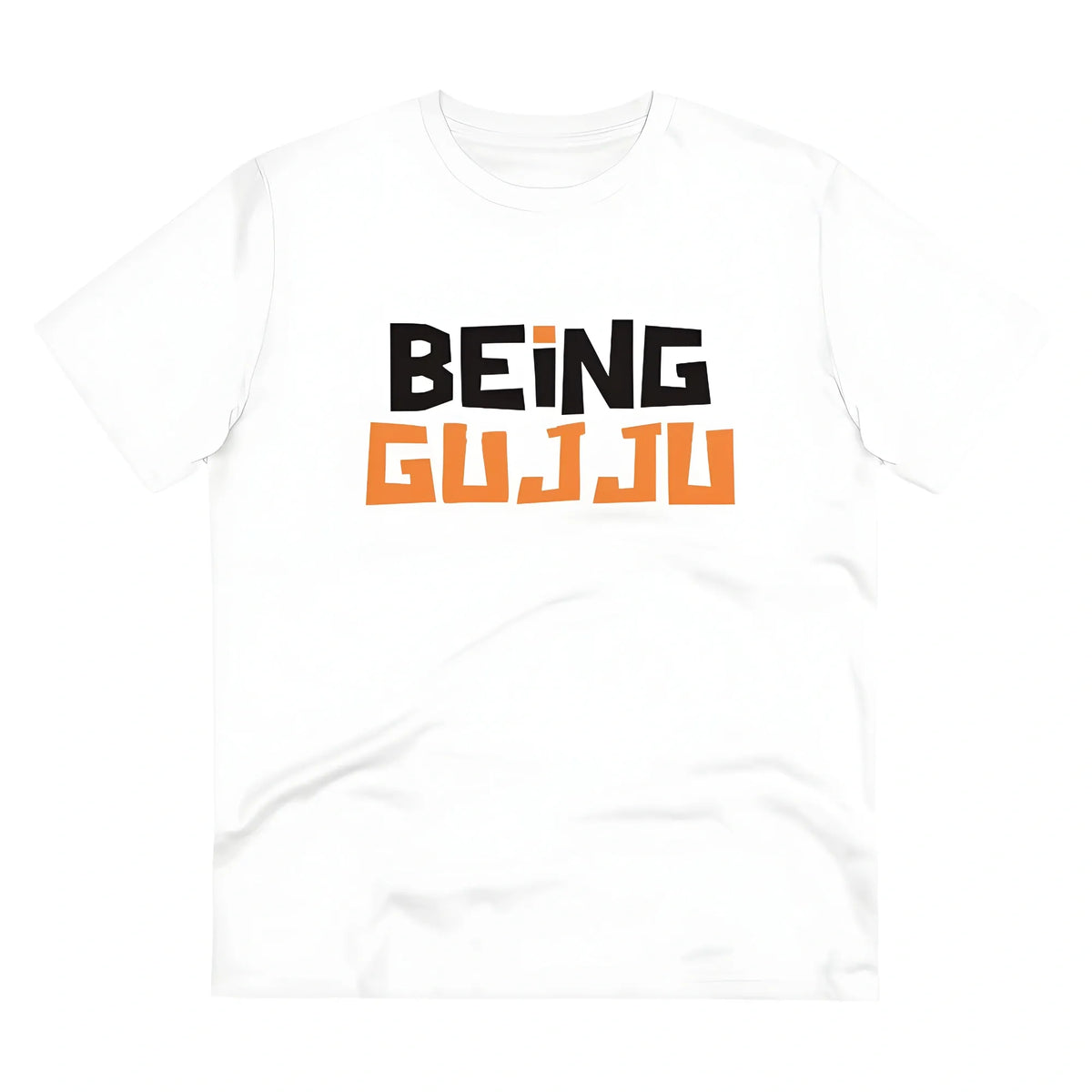 Men's PC Cotton Being Gujju Printed T Shirt (Color: White, Thread Count: 180GSM)