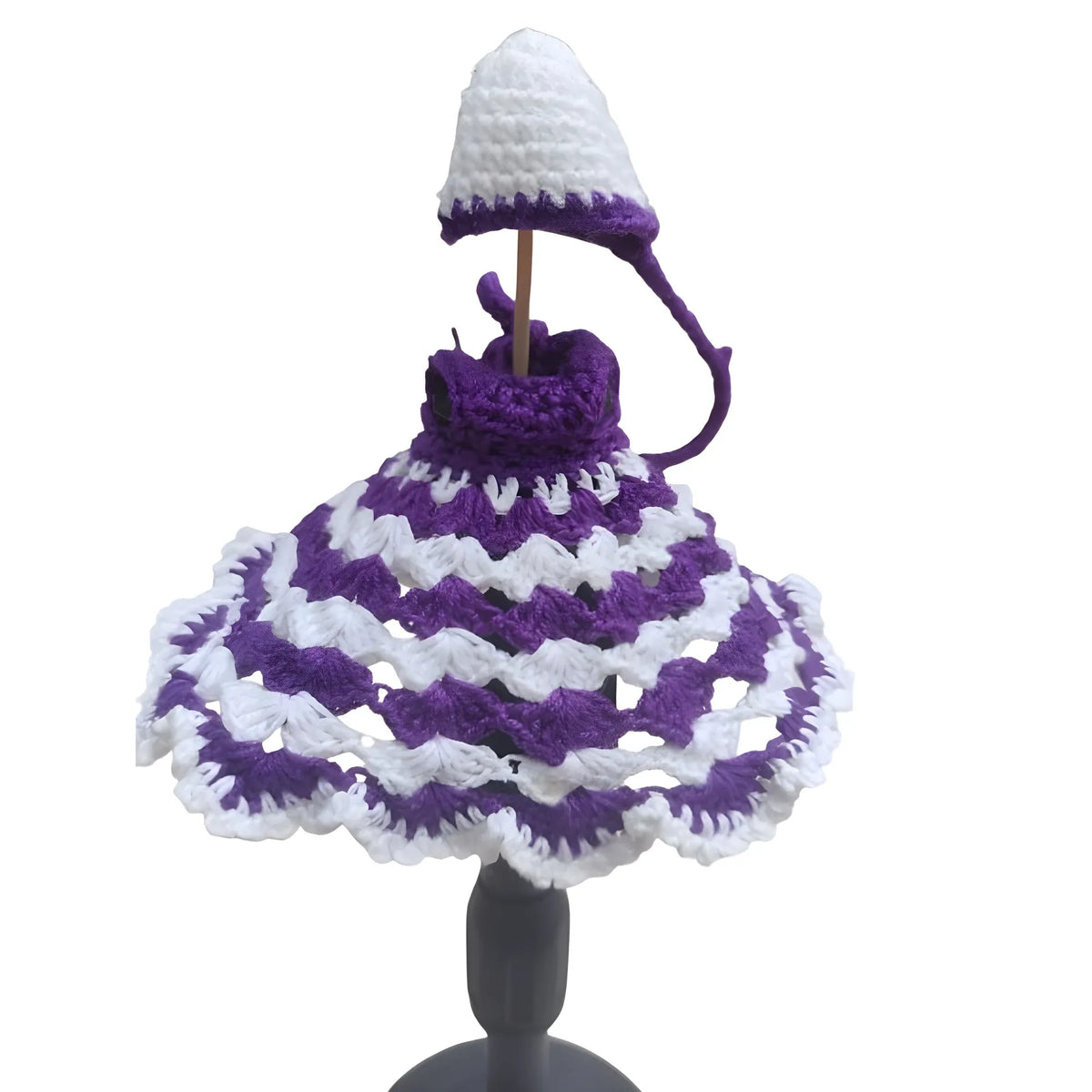 Laddu Gopal Tharad Dress Size: 0 To 6 (White-Lavender)