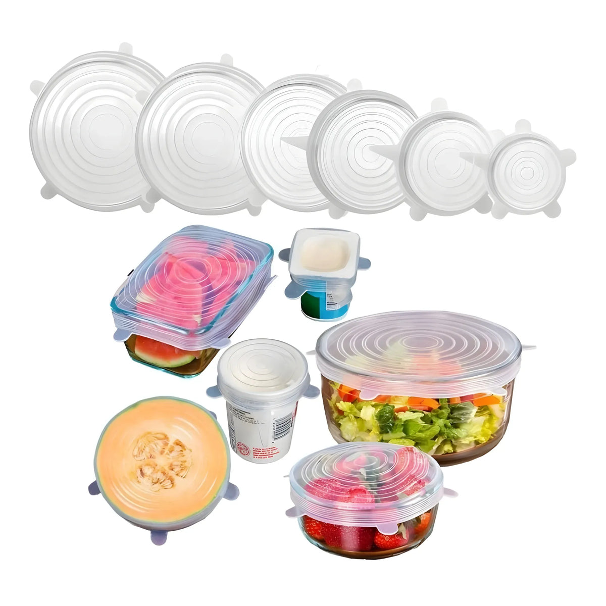 Pack Of 2_Silicone Lids – Reusable Stretchable Covers for Bowls And Containers (Color: Assorted )
