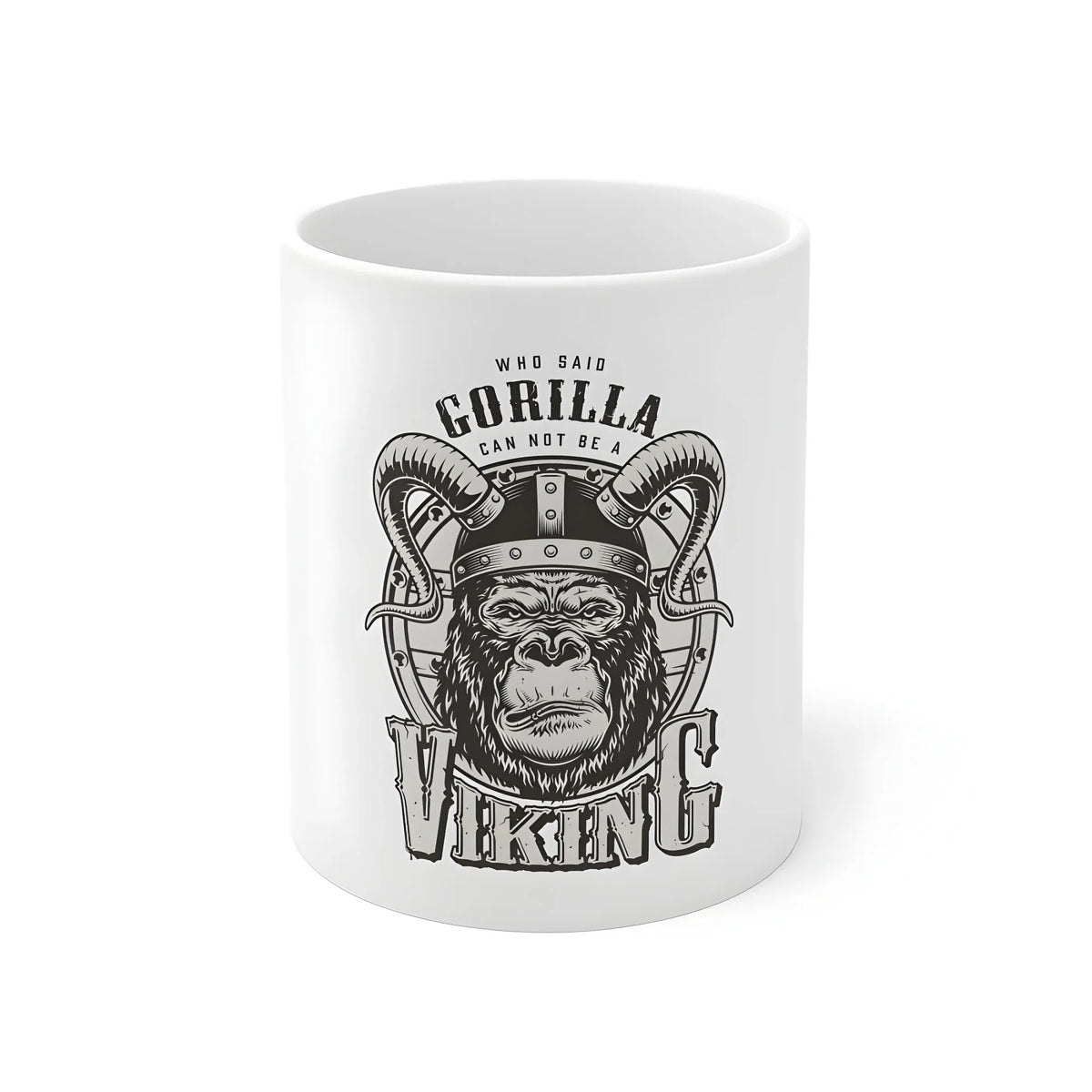 Ceramic Gorila Desing Printed Coffee Mug (Color: White, Capacity:330ml)
