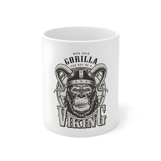 Ceramic Gorila Desing Printed Coffee Mug (Color: White, Capacity:330ml)