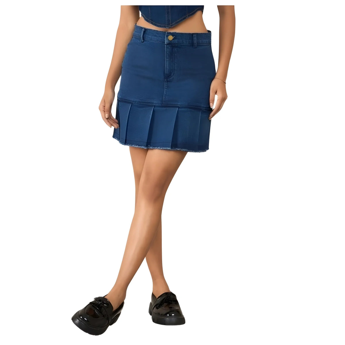 Women's Denim Washed Buttoned Skirt (blue) | Women Signature Collection