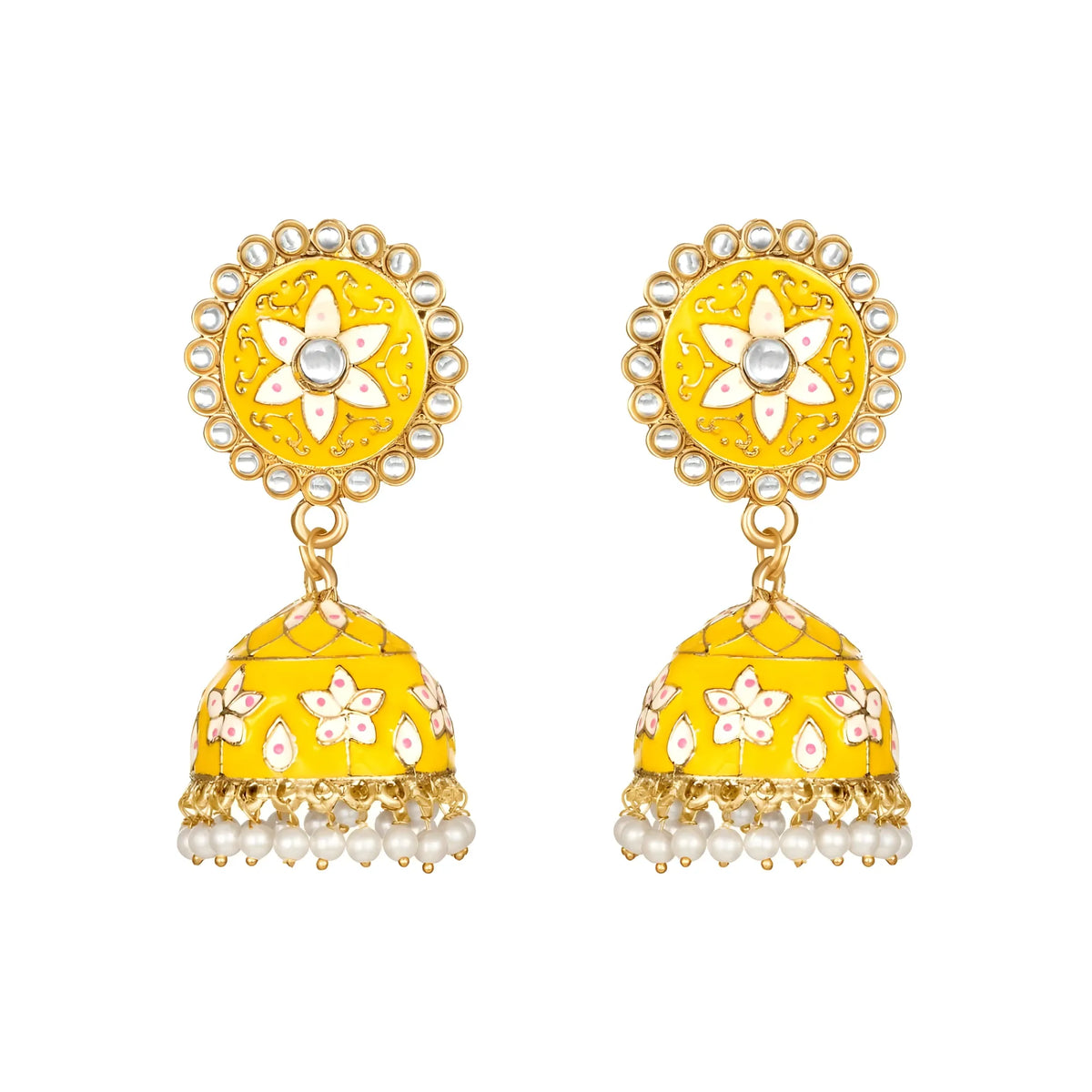 Women's Rose Gold Plated Alloy Earrings (Yellow)