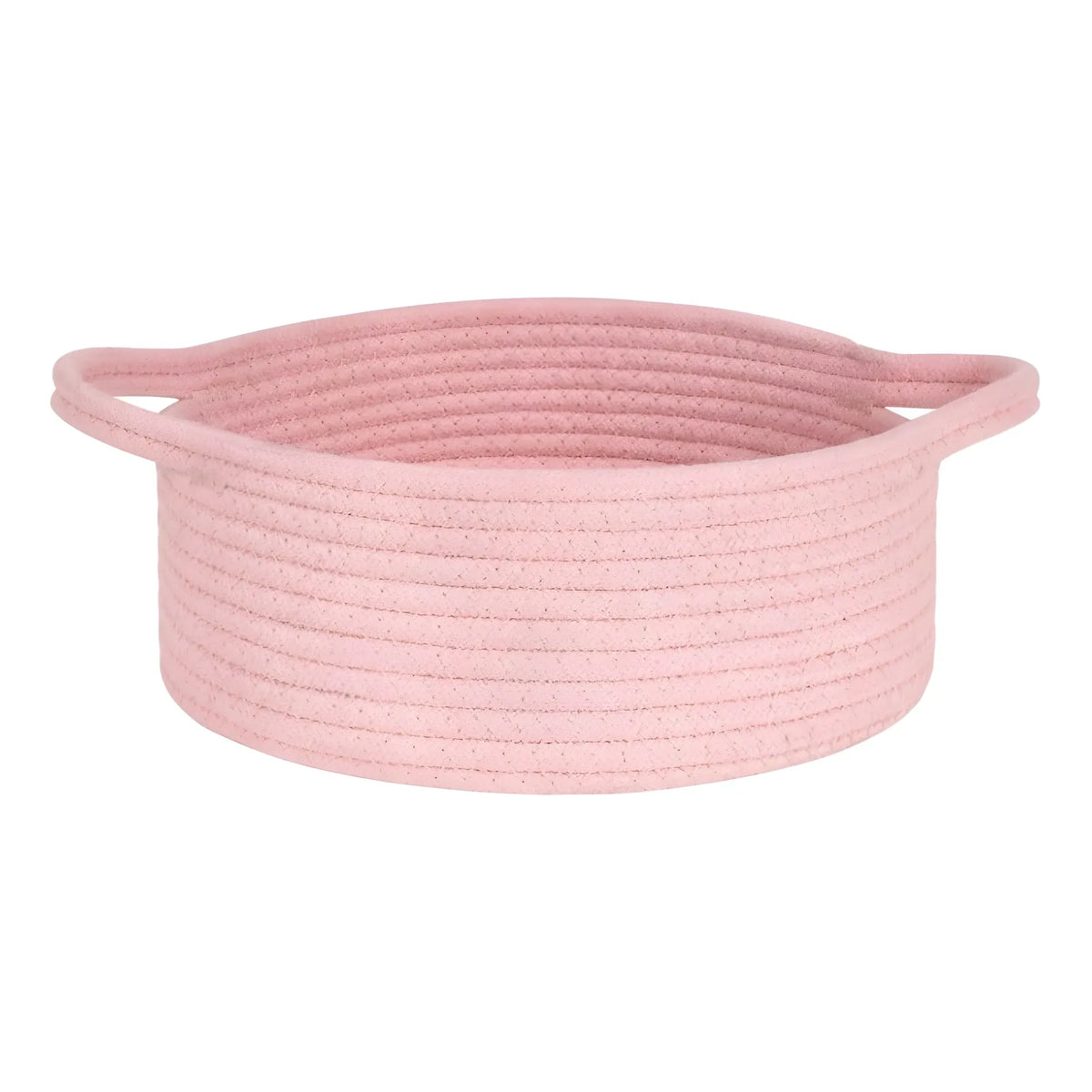 Cotton 8x3 Inch Round Bedside Organizer With Out Lid (Pink)
