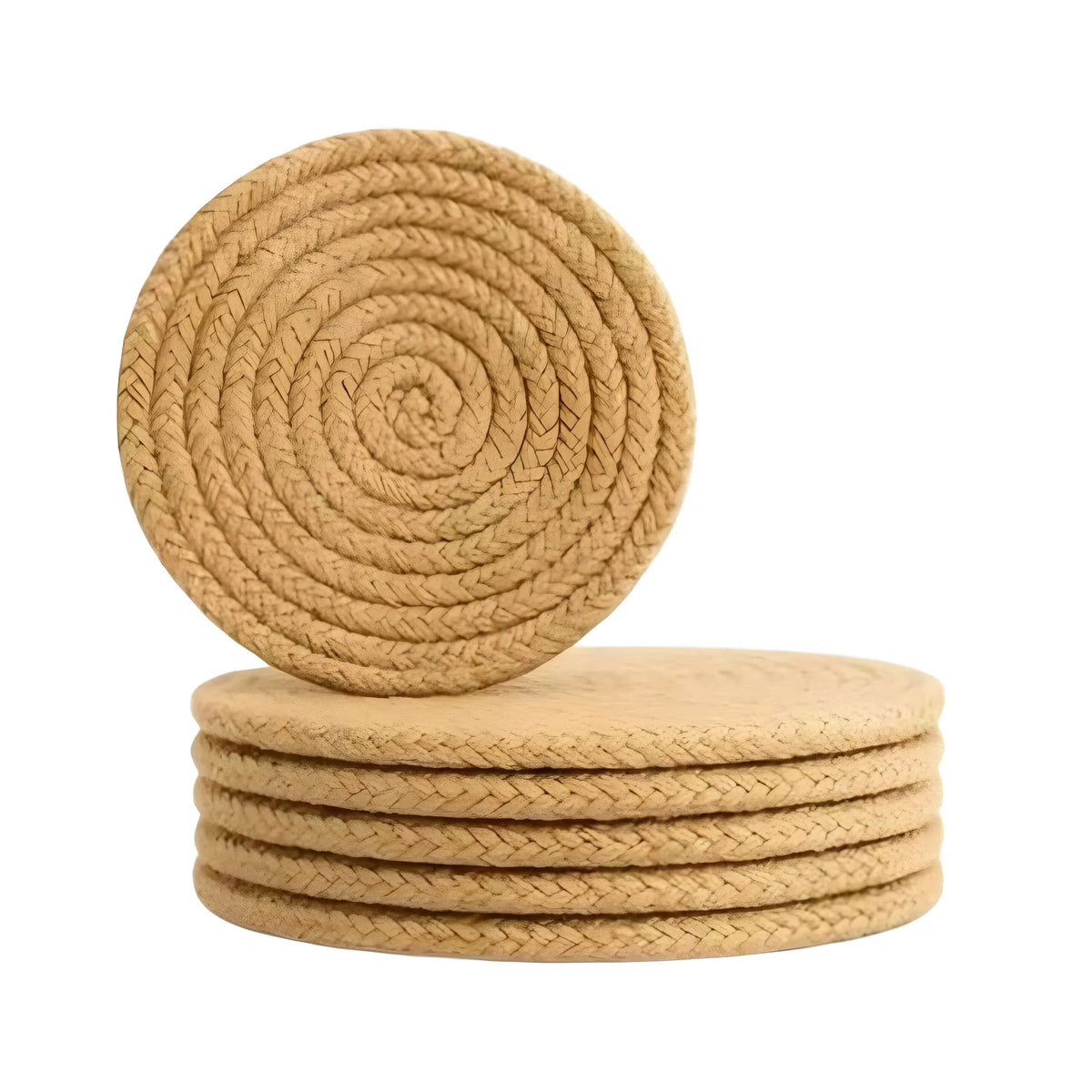 Cotton Rope Drink Coasters 6 Pcs Set (Beige)