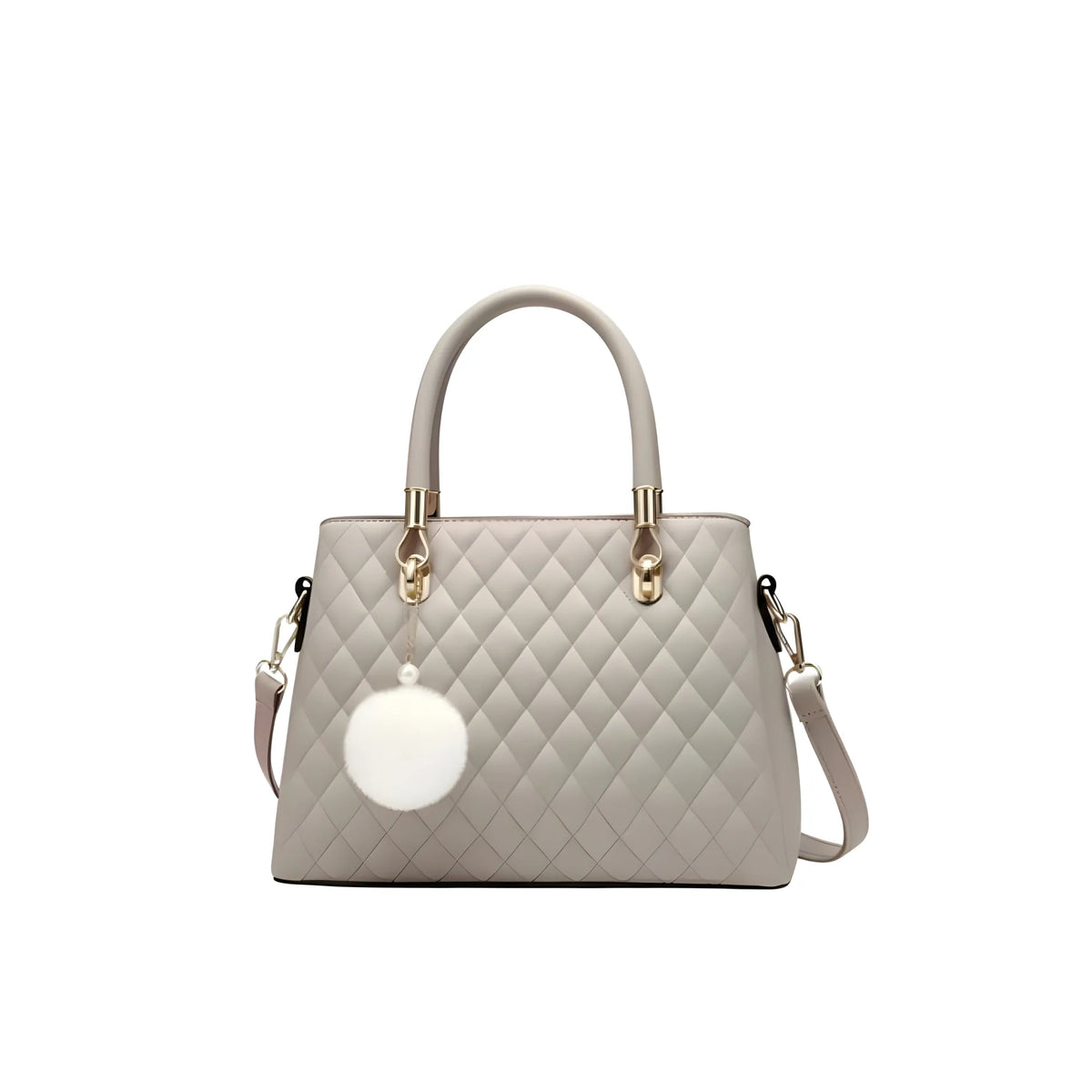 Women's PU Leather Solid Shoulder Zipper Handbag (Grey)