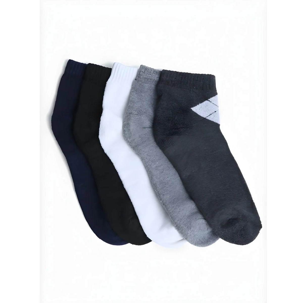 5 Pairs Men's Casual Cotton Blended Solid Mid-Calf length Socks (Assorted)