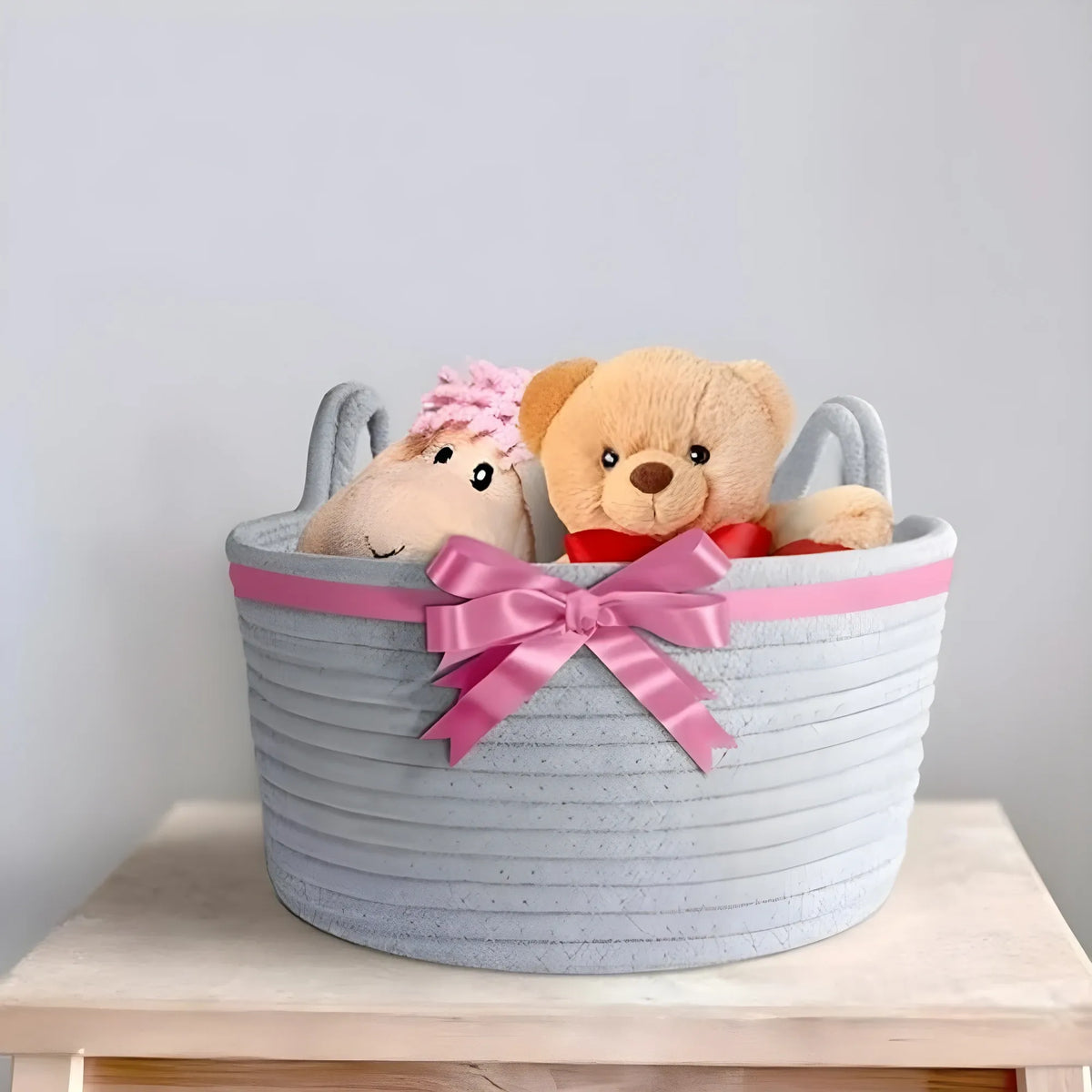 Cotton Pack Of_1 Plain Cat Basket 9x5 Inch (Grey)