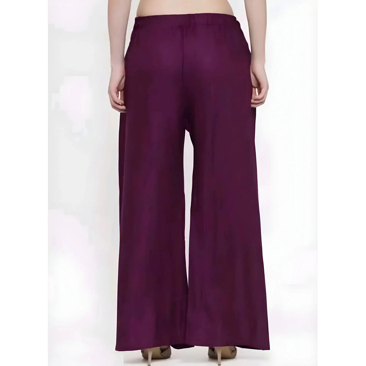 Women's Casual Rayon Solid Ankle Length Palazzo (Purple, Free Size)