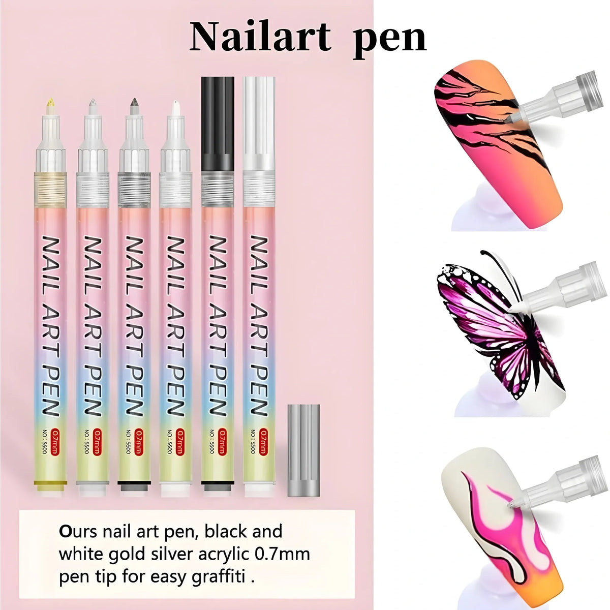 Plastic Nail Art Maker Pen (Multicolor)