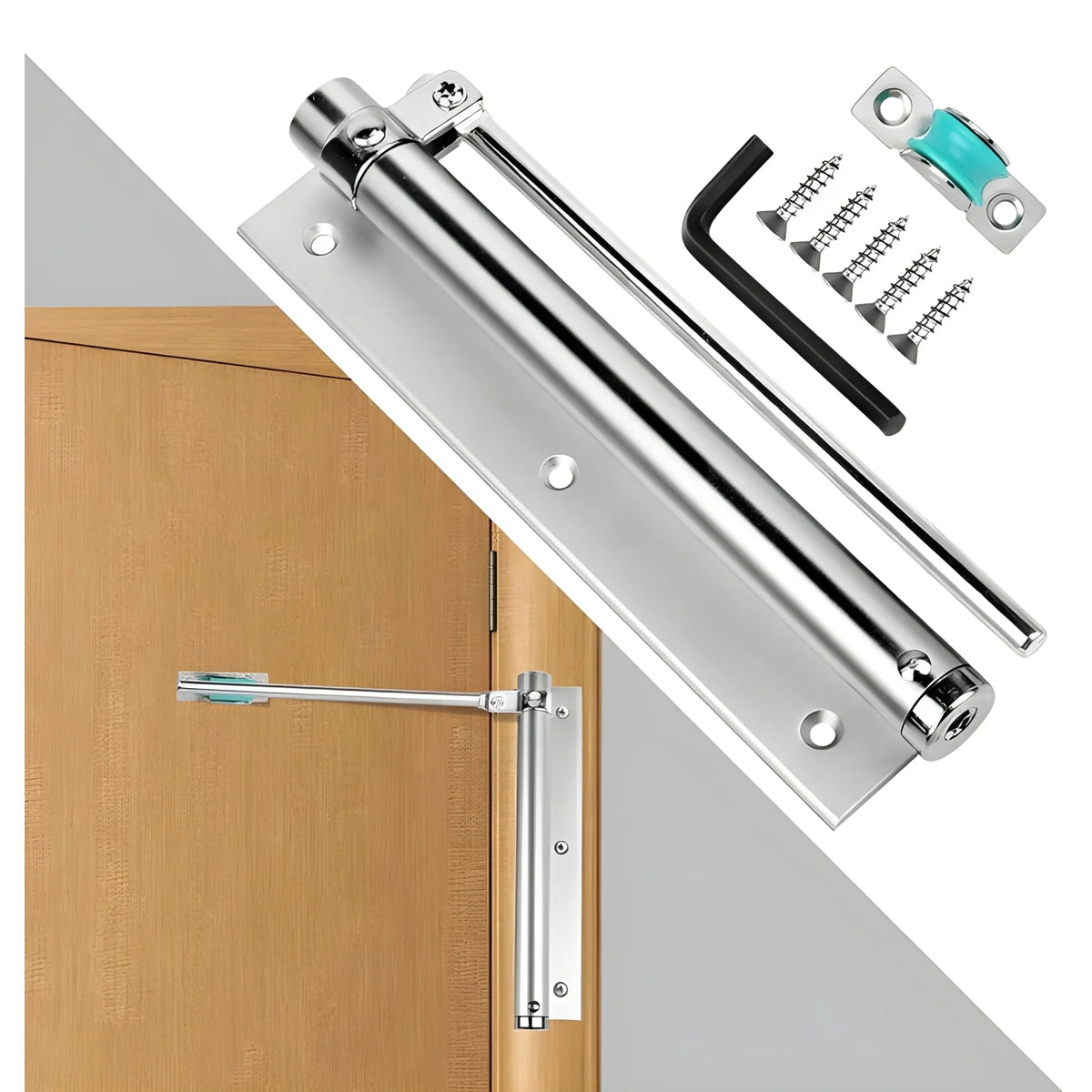 Automatic Door Closer Hinge Lock (Silver)