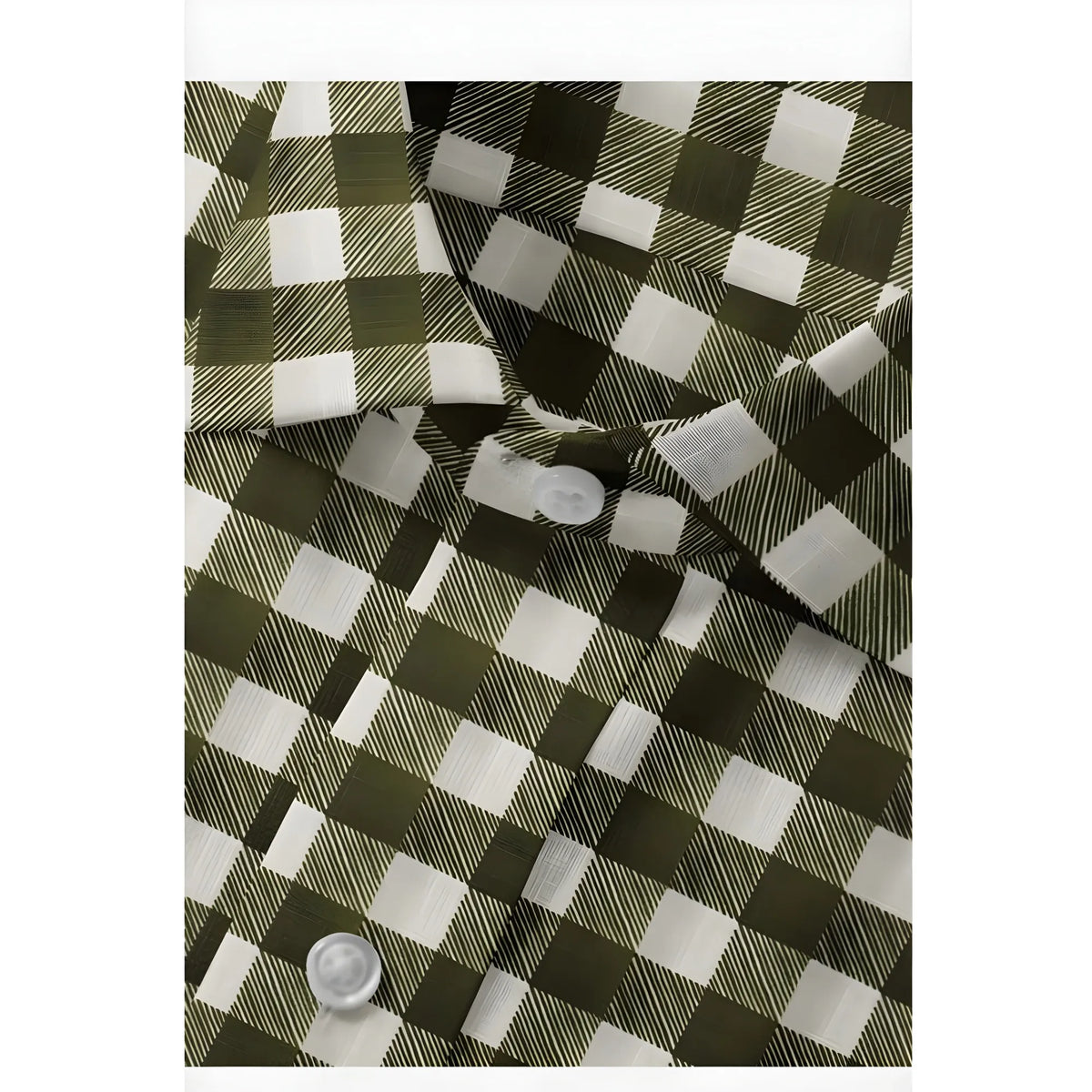 Men's Cotton Blended Checked Full Sleeve Shirt (White-Green)
