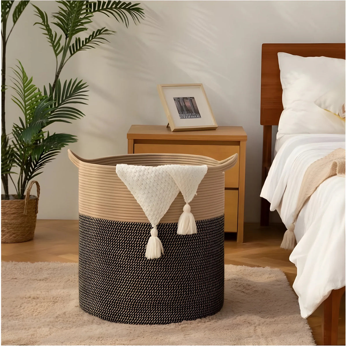 Cotton 12x14 Inch - Mix Storage Basket For Clothes With Out Lid (Dark-Brown)