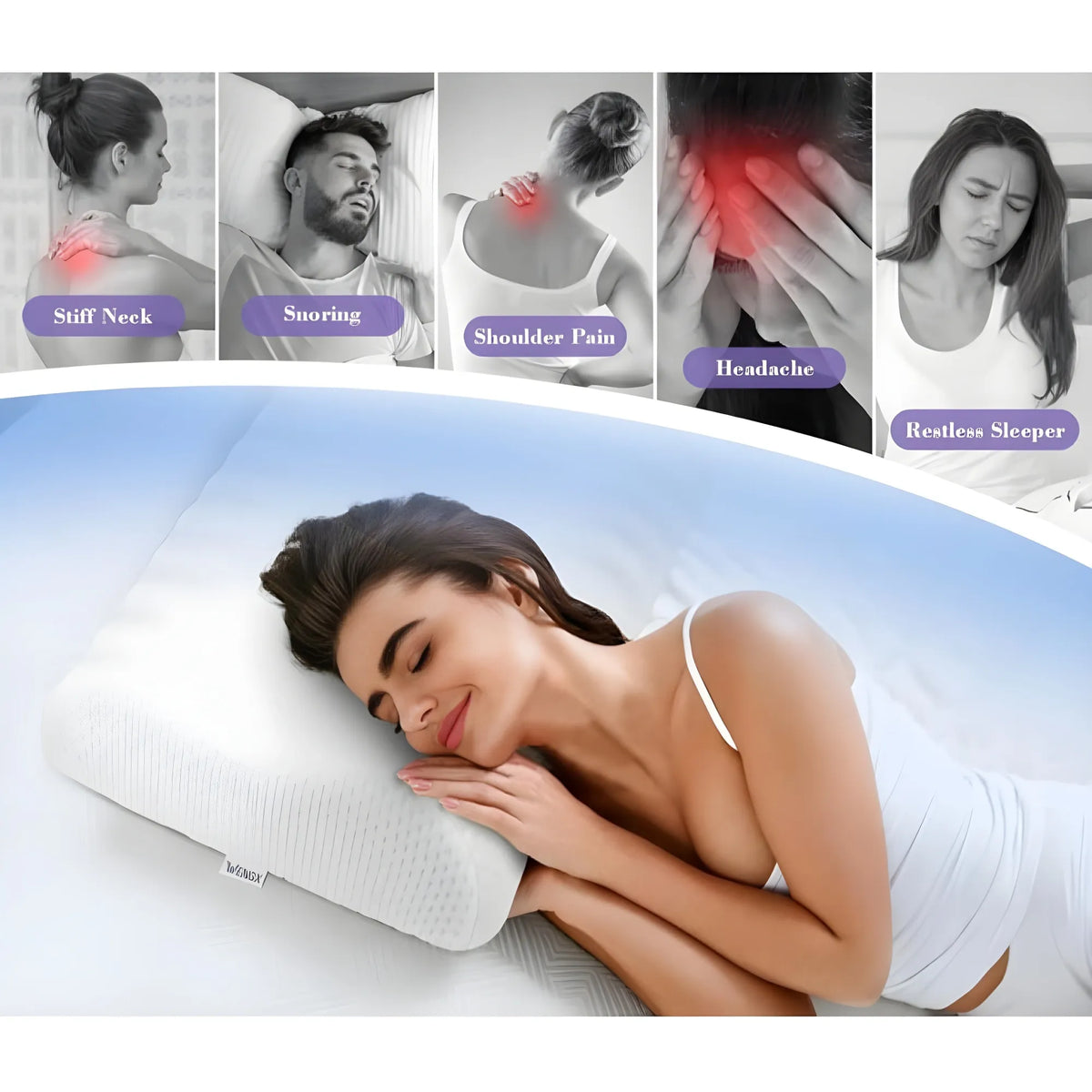 Memory Foam Orthopedic Neck Pillow (White)
