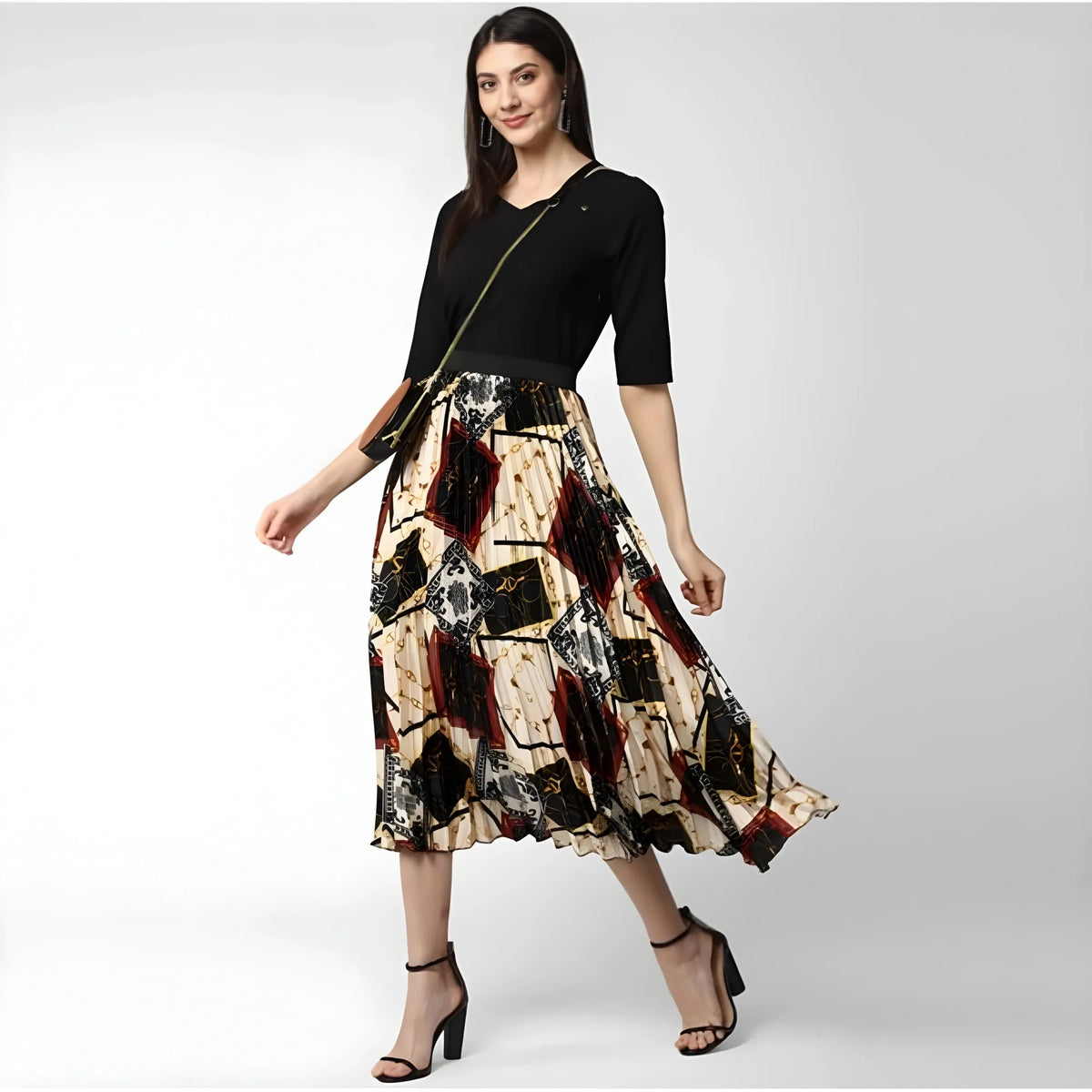 Women's Satin Pleated Elasticated Skirt (multicolor) | Women Signature Collection