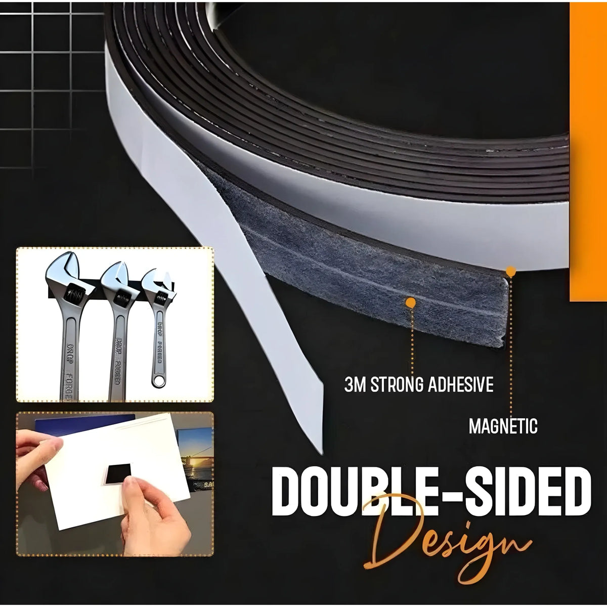 Silicone Magnetic Tape 2CM*3Mtr (Black)